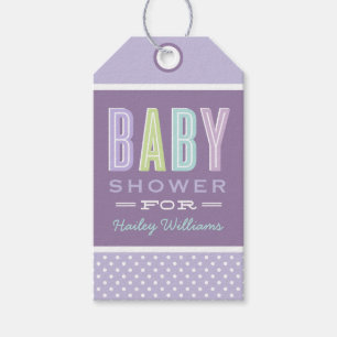 Chic Type Baby Meisje Douche Lavendel Paarse Cadeaulabel