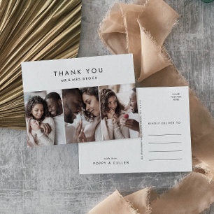 Chic Typografie 3 Foto Template Dank u Briefkaart