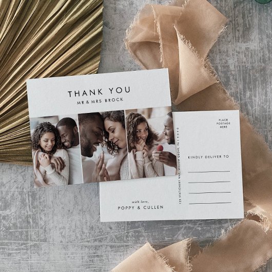 Chic Typografie 3 Foto Template Dank u Briefkaart