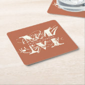 Chic typografie terracotta monogram naam vierkante kartonnen onderzetter (Schuin)