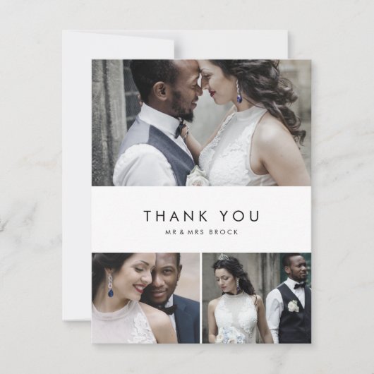 Chic Typographie 3 Photo Collage Carte de remercie (Devant)