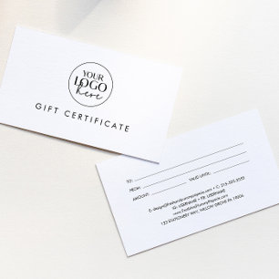 Chic Typographie Business Logo Certificat cadeau
