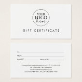 Chic Typographie Business Logo Certificat cadeau (Devant & derrière)