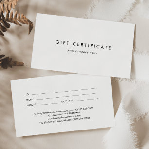 Chic Typographie Certificat cadeau d'entreprise