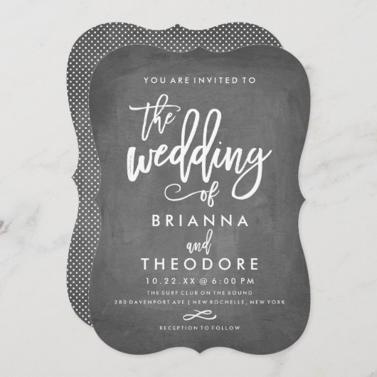 Chic Typographie Chalkboard Faire-part de mariage (Devant / Derrière)