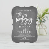 Chic Typographie Chalkboard Faire-part de mariage (Debout devant)