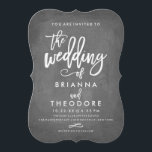 Chic Typographie Chalkboard Faire-part de mariage<br><div class="desc">Faire-part de mariage design et moderne,  avec des polices de caractères en lettres et un arrière - plan de tableau noir. Sélectionnez une forme découpée ou du papier texturé pour une invitation spéciale supplémentaire.</div>