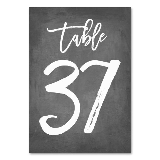 Chic Typographie Chalkboard Numéro de table | Tabl (Dos)