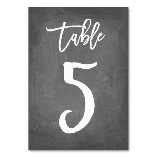 Chic Typographie Chalkboard Numéro de table | Tabl (Dos)