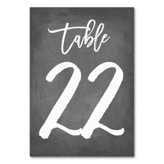 Chic Typographie Chalkboard Numéro de table | Tabl (Dos)