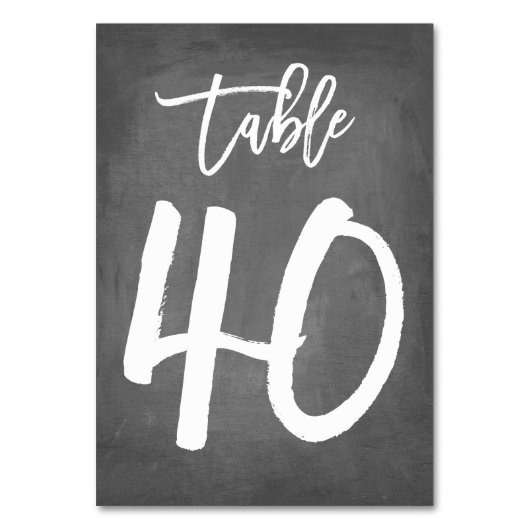 Chic Typographie Chalkboard Numéro de table | Tabl (Dos)