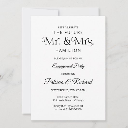 Chic Typographie Engagement Partie Invitation (Devant)