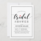 Chic Typographie Mariage Bridal Douche Invitations (Devant)