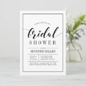 Chic Typographie Mariage Bridal Douche Invitations (Debout devant)