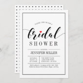 Chic Typographie Mariage Bridal Douche Invitations (Devant / Derrière)