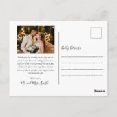 Chic Typographie Mariage Merci photo carte postale (Dos)
