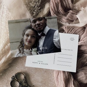 Chic Typographie Photo Merci Carte postale