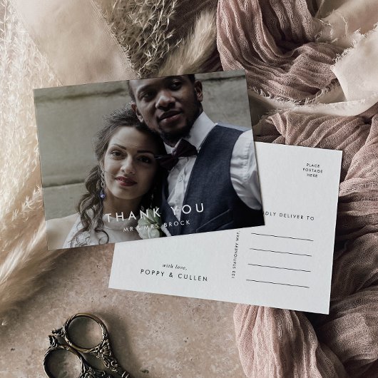 Chic Typographie Photo Merci Carte postale