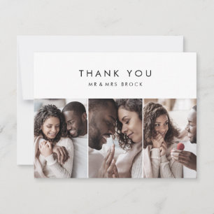 Chic Typography 3 Photo Template Thank You Card Bedankkaart