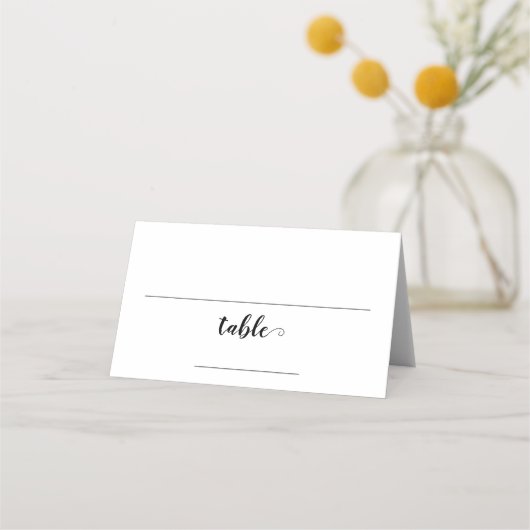 Chic Typography Black and white Table bruiloft (Voorkant)