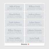 Chic Typography Blue Wedding Guest Adresetiketten Sticker (Vel)