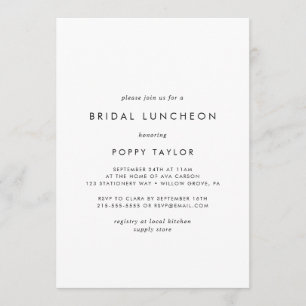 Chic Typography Bridal Luncheon Kaart