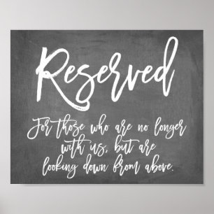 Chic Typography Chalkboard Gereserveerd Memorial Poster