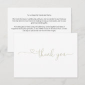 Chic Typography Elegant Sage Green Heart Bedankkaart (Voorkant / Achterkant)