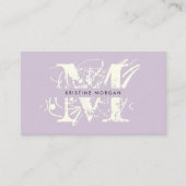 Chic typography lavender monogram name visitekaartje (Voorkant)