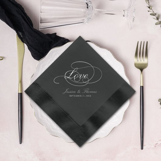 Chic Typography Love Script Wedding Folie Servetten