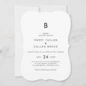 Chic Typography Monogram Wedding Kaart (Voorkant)