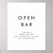 Chic Typography Open Bar Sign Poster (Voorkant)