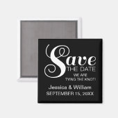 Chic Typography Save the Date Magnet, Black Magneet (Voorkant / Achterkant)