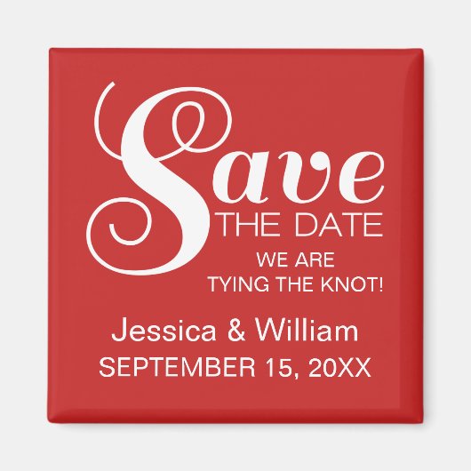 Chic Typography Save the Date Magnet, Red Magneet (Voorkant)