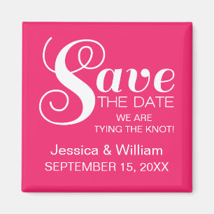 Chic Typography Save the Date Magnet, Roze Magneet