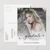 Chic Typography Script Afstuderen School Afstudere Briefkaart (Voorkant / Achterkant)