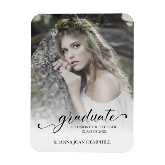 Chic Typography Script Afstuderen School Afstudere Magneet (Verticaal)