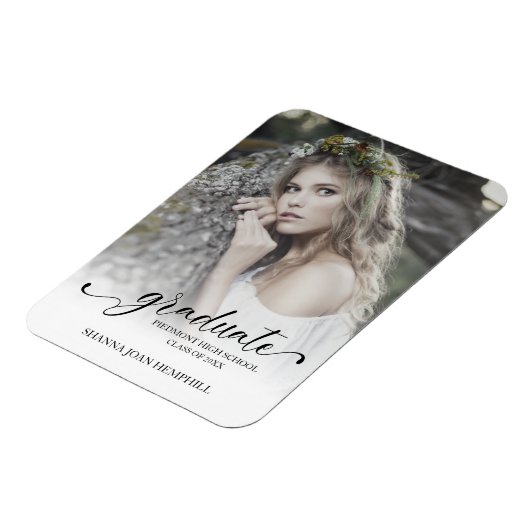 Chic Typography Script Afstuderen School Afstudere Magneet (Linkerzijde)