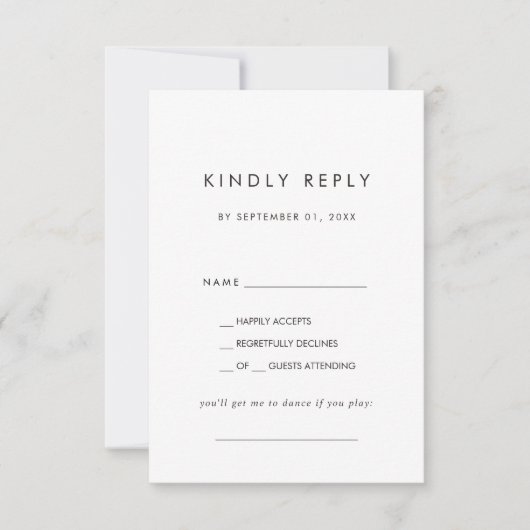 Chic Typography Song Request RSVP Card (Voorkant)
