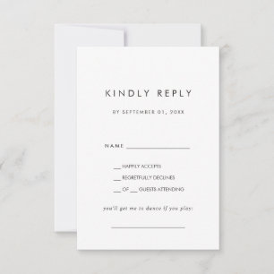 Chic Typography Song Request RSVP Card Kaartje
