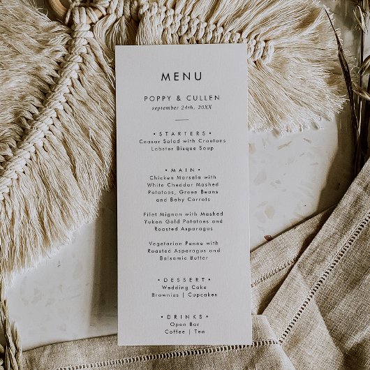 Chic Typography Weddenrenmenu Menu