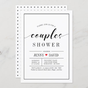 Chic Typography Wedding Couples Shower Invitations Kaart