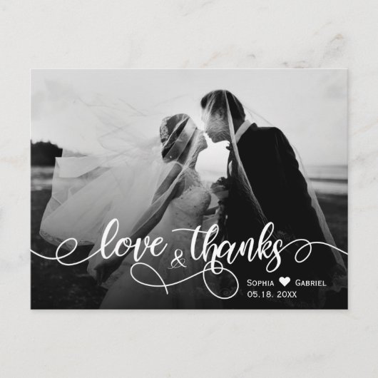 Chic Typography Wedding Dank u Foto Briefkaart (Voorkant)