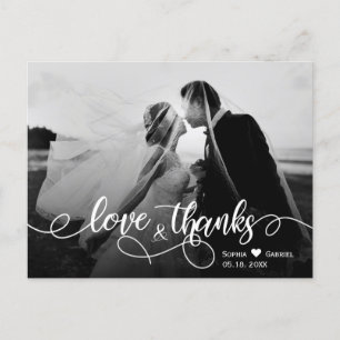 Chic Typography Wedding Dankjewel Foto Briefkaart