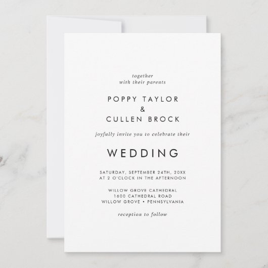 Chic Typography Wedding Kaart (Voorkant)