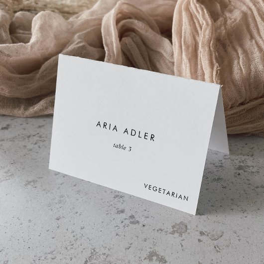 Chic Typography Wedding Menu Option Place Cards Kaart