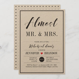 Chic Typography Wedding Rehearsal Dinner Kaart