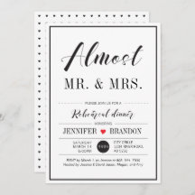Chic Typography Wedding Rehearsal Dinner Kaart