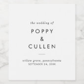Chic Typography Wedding Wijn Etiket (Enkel label)