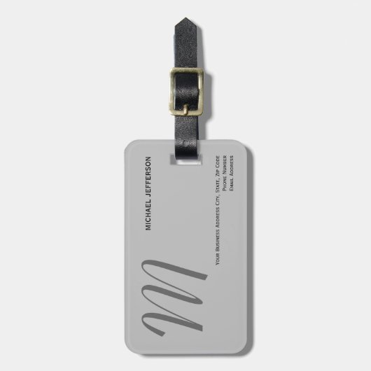 Chic Uniek Monogram Minimalistisch Bagagelabel (Voorkant verticaal)